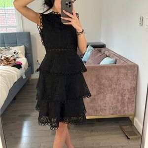 Brand is ICONIC black detailed layered dress